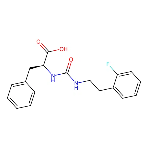 N-{[2-(2-fluorophenyl)ethyl]carbamoyl}-L-phenylalanine structure