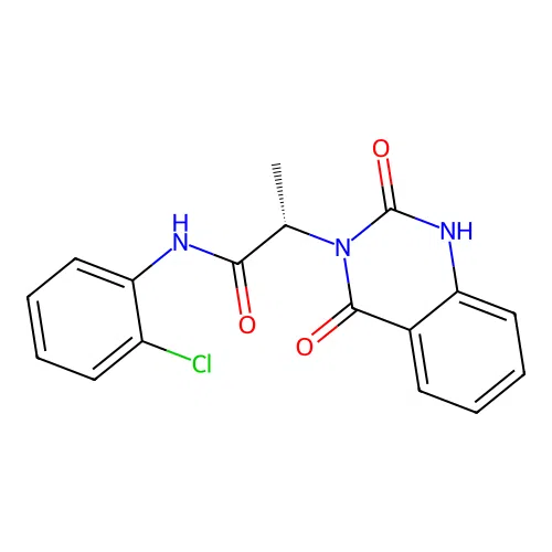 (2S)-N-(2-chlorophenyl)-2-(2-hydroxy-4-oxoquinazolin-3(4H)-yl)propanamide structure