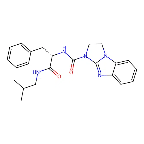(S)-N-(1-(isobutylamino)-1-oxo-3-phenylpropan-2-yl)-2,3-dihydro-1H-benzo[d]imidazo[1,2-a]imidazole-1-carboxamide structure