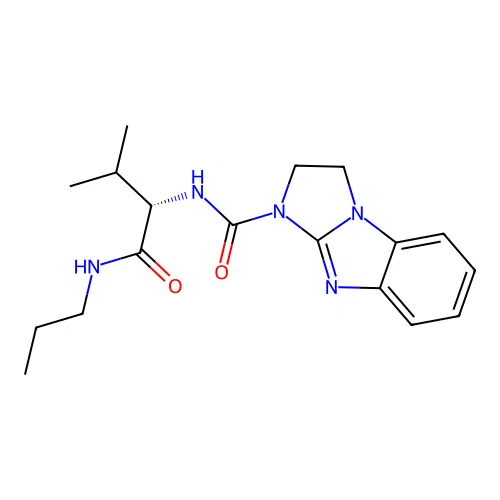 N-[(2S)-3-methyl-1-oxo-1-(propylamino)butan-2-yl]-2,3-dihydro-1H-imidazo[1,2-a]benzimidazole-1-carboxamide structure