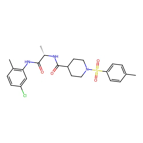 (S)-N-(1-((5-chloro-2-methylphenyl)amino)-1-oxopropan-2-yl)-1-tosylpiperidine-4-carboxamide structure