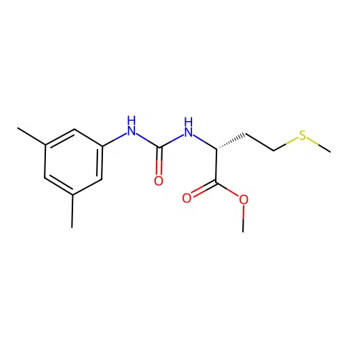 methyl N-[(3,5-dimethylphenyl)carbamoyl]-D-methioninate structure