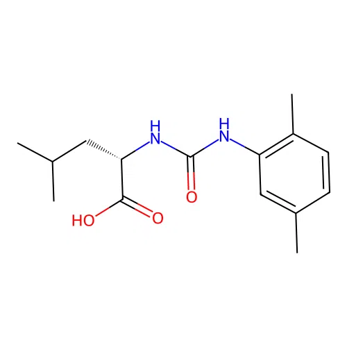 N-[(2,5-dimethylphenyl)carbamoyl]-L-leucine structure