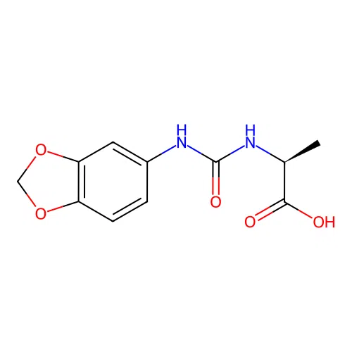 (S)-2-(3-(benzo[d][1,3]dioxol-5-yl)ureido)propanoic acid structure