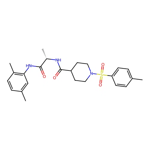 (S)-N-(1-((2,5-dimethylphenyl)amino)-1-oxopropan-2-yl)-1-tosylpiperidine-4-carboxamide structure