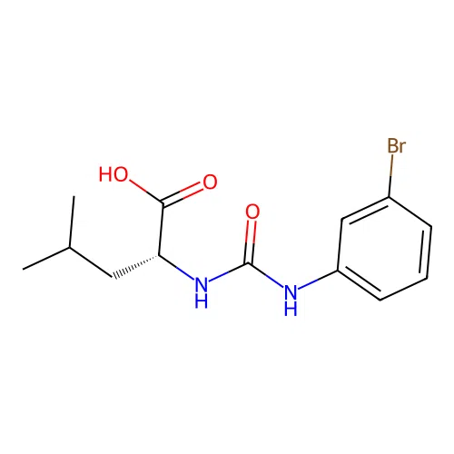 N-[(3-bromophenyl)carbamoyl]-D-leucine structure