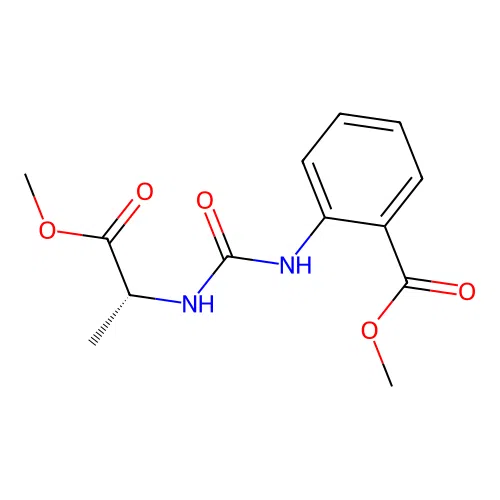 methyl 2-({[(2R)-1-methoxy-1-oxopropan-2-yl]carbamoyl}amino)benzoate structure