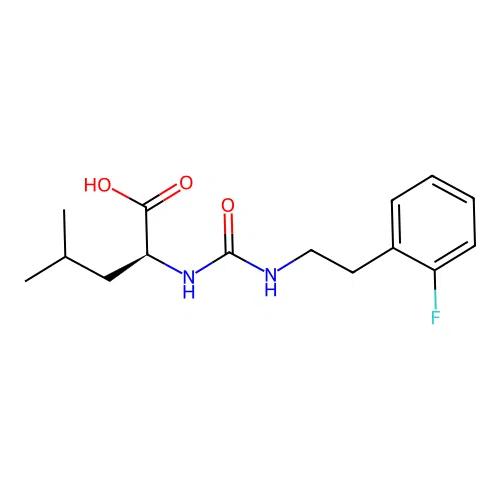 N-{[2-(2-fluorophenyl)ethyl]carbamoyl}-L-leucine structure
