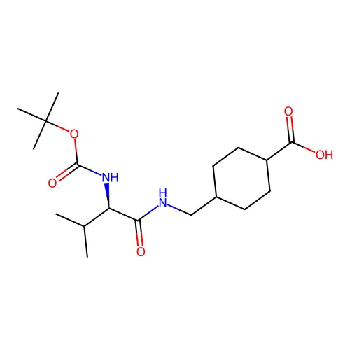 (1R,4r)-4-(((R)-2-((tert-butoxycarbonyl)amino)-3-methylbutanamido)methyl)cyclohexanecarboxylic acid structure