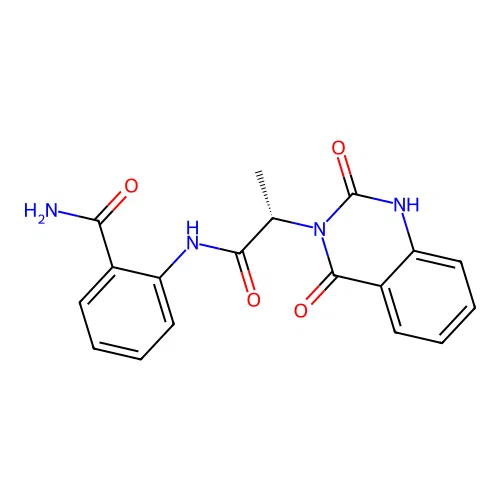 (S)-2-(2-(2,4-dioxo-1,2-dihydroquinazolin-3(4H)-yl)propanamido)benzamide structure