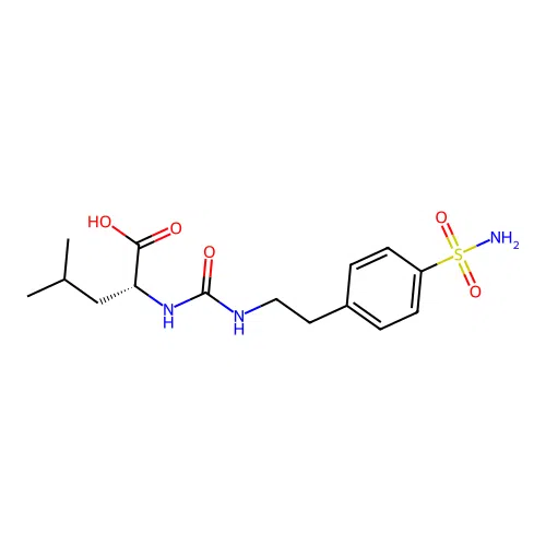 N-{[2-(4-sulfamoylphenyl)ethyl]carbamoyl}-D-leucine structure