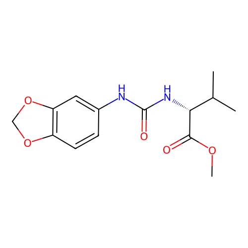 methyl N-(1,3-benzodioxol-5-ylcarbamoyl)-D-valinate structure