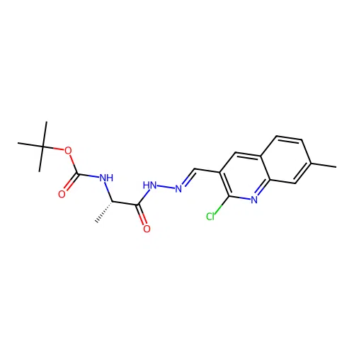 (S,E)-tert-butyl (1-(2-((2-chloro-7-methylquinolin-3-yl)methylene)hydrazinyl)-1-oxopropan-2-yl)carbamate structure