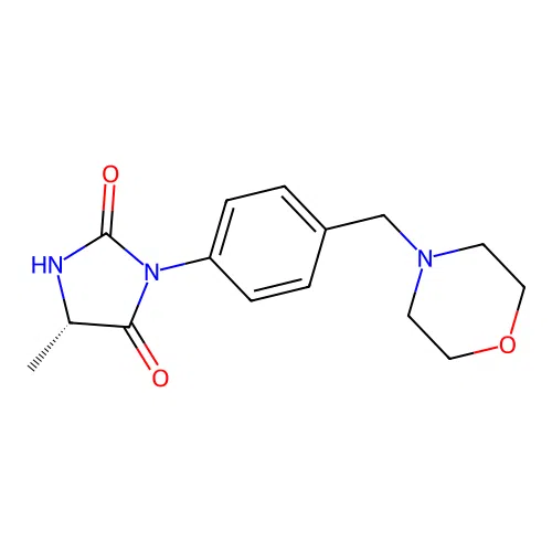 (5S)-5-methyl-3-[4-(morpholin-4-ylmethyl)phenyl]imidazolidine-2,4-dione structure