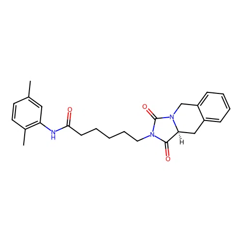 (S)-N-(2,5-dimethylphenyl)-6-(1,3-dioxo-10,10a-dihydroimidazo[1,5-b]isoquinolin-2(1H,3H,5H)-yl)hexanamide structure