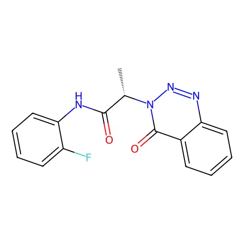 (2S)-N-(2-fluorophenyl)-2-(4-oxo-1,2,3-benzotriazin-3(4H)-yl)propanamide structure