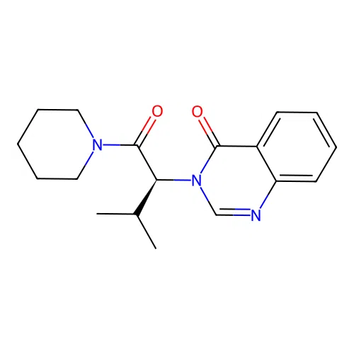 3-[(2S)-3-methyl-1-oxo-1-(piperidin-1-yl)butan-2-yl]quinazolin-4(3H)-one structure