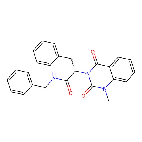 (2S)-N-benzyl-2-(1-methyl-2,4-dioxoquinazolin-3-yl)-3-phenylpropanamide structure