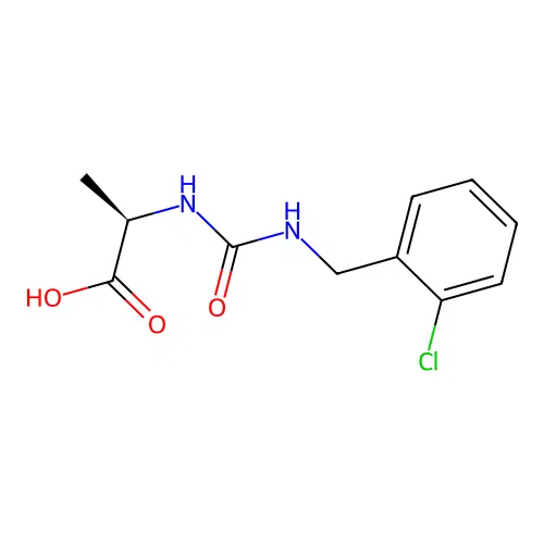 N-[(2-chlorobenzyl)carbamoyl]-D-alanine structure