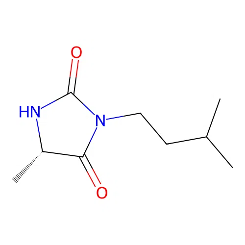 (5S)-5-methyl-3-(3-methylbutyl)imidazolidine-2,4-dione structure