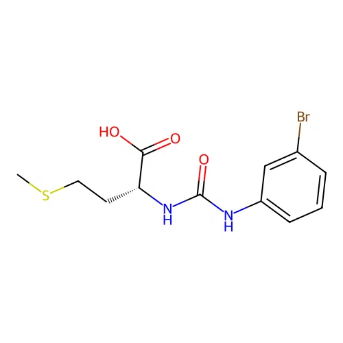 N-[(3-bromophenyl)carbamoyl]-D-methionine structure