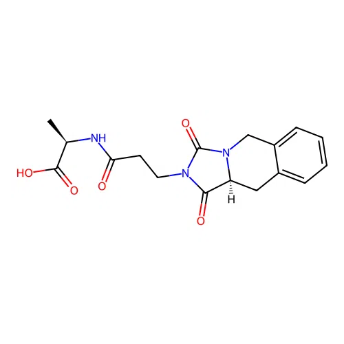 (2R)-2-[3-[(10aS)-1,3-dioxo-10,10a-dihydro-5H-imidazo[1,5-b]isoquinolin-2-yl]propanoylamino]propanoic acid structure