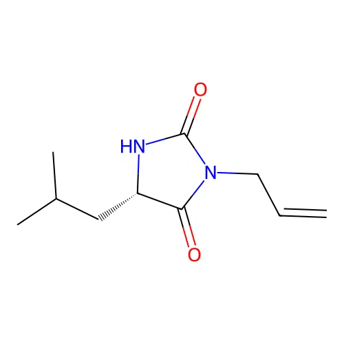 (S)-3-allyl-5-isobutylimidazolidine-2,4-dione structure