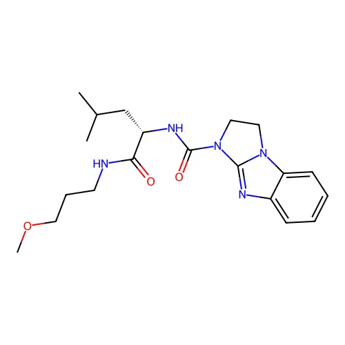(S)-N-(1-((3-methoxypropyl)amino)-4-methyl-1-oxopentan-2-yl)-2,3-dihydro-1H-benzo[d]imidazo[1,2-a]imidazole-1-carboxamide structure