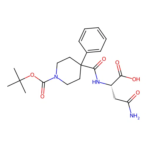(2S)-4-amino-2-[[1-[(2-methylpropan-2-yl)oxycarbonyl]-4-phenylpiperidine-4-carbonyl]amino]-4-oxobutanoic acid structure