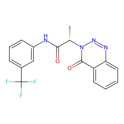 (2S)-2-(4-oxo-1,2,3-benzotriazin-3(4H)-yl)-N-[3-(trifluoromethyl)phenyl]propanamide structure
