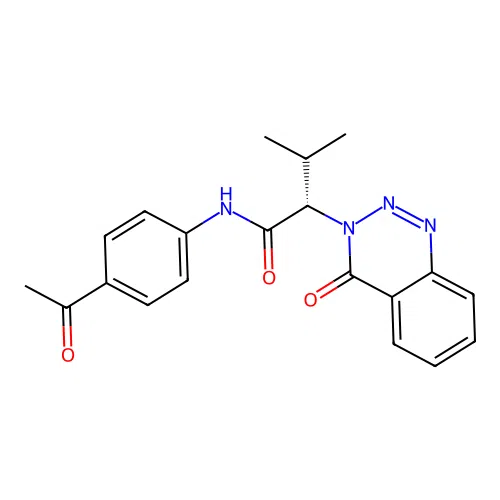 (2S)-N-(4-acetylphenyl)-3-methyl-2-(4-oxo-1,2,3-benzotriazin-3(4H)-yl)butanamide structure