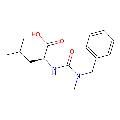 N-[benzyl(methyl)carbamoyl]-L-leucine structure