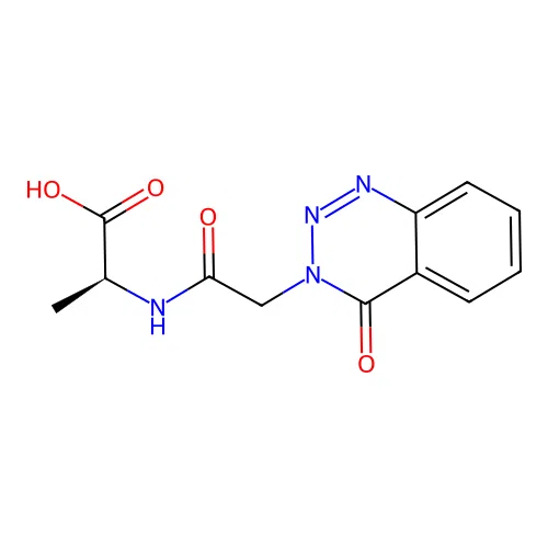 (S)-2-(2-(4-oxobenzo[d][1,2,3]triazin-3(4H)-yl)acetamido)propanoic acid structure