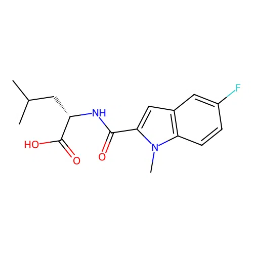 N-[(5-fluoro-1-methyl-1H-indol-2-yl)carbonyl]-L-leucine structure