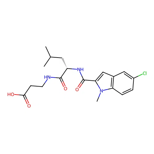 N-[(5-chloro-1-methyl-1H-indol-2-yl)carbonyl]-L-leucyl-beta-alanine structure