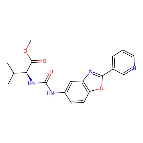 methyl N-{[2-(pyridin-3-yl)-1,3-benzoxazol-5-yl]carbamoyl}-L-valinate structure