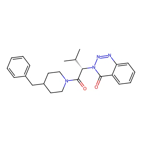 3-[(2S)-1-(4-benzylpiperidin-1-yl)-3-methyl-1-oxobutan-2-yl]-1,2,3-benzotriazin-4-one structure