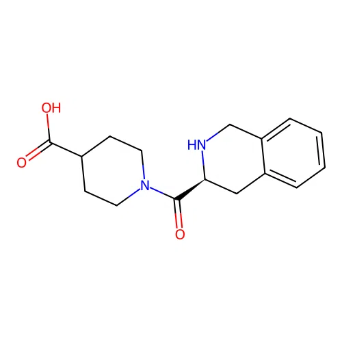 1-[(3S)-1,2,3,4-tetrahydroisoquinolin-3-ylcarbonyl]piperidine-4-carboxylic acid structure