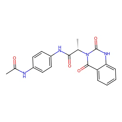 (2S)-N-[4-(acetylamino)phenyl]-2-(2-hydroxy-4-oxoquinazolin-3(4H)-yl)propanamide structure