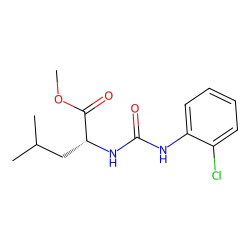 methyl N-[(2-chlorophenyl)carbamoyl]-D-leucinate structure