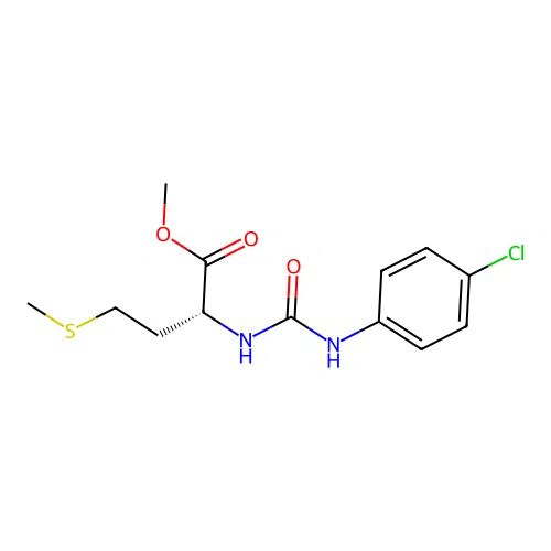 methyl N-[(4-chlorophenyl)carbamoyl]-D-methioninate structure