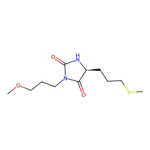 (S)-3-(3-methoxypropyl)-5-(3-(methylthio)propyl)imidazolidine-2,4-dione structure