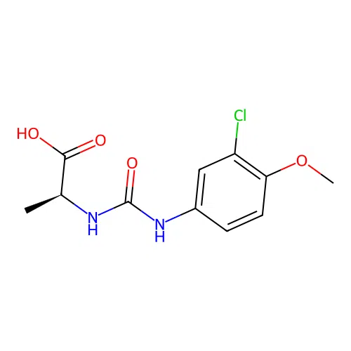 N-[(3-chloro-4-methoxyphenyl)carbamoyl]-L-alanine structure