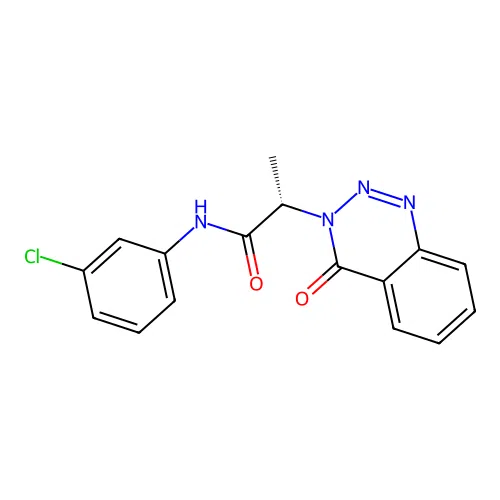 (2S)-N-(3-chlorophenyl)-2-(4-oxo-1,2,3-benzotriazin-3(4H)-yl)propanamide structure