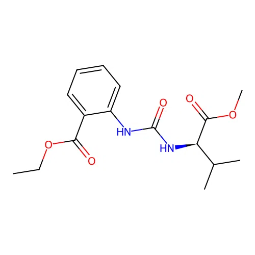 ethyl 2-({[(2R)-1-methoxy-3-methyl-1-oxobutan-2-yl]carbamoyl}amino)benzoate structure