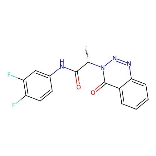 (2S)-N-(3,4-difluorophenyl)-2-(4-oxo-1,2,3-benzotriazin-3(4H)-yl)propanamide structure