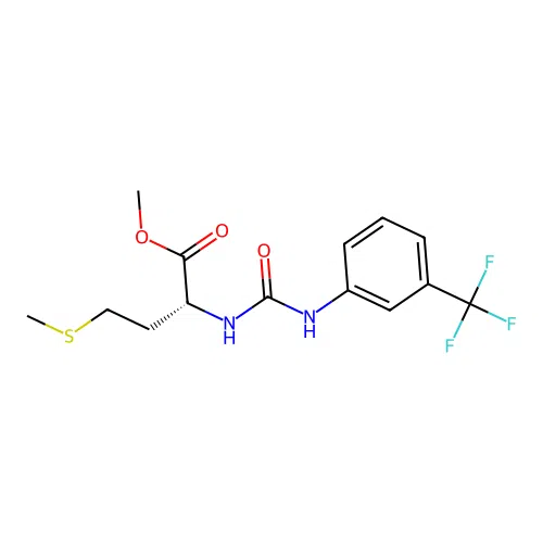 (R)-methyl 4-(methylthio)-2-(3-(3-(trifluoromethyl)phenyl)ureido)butanoate structure