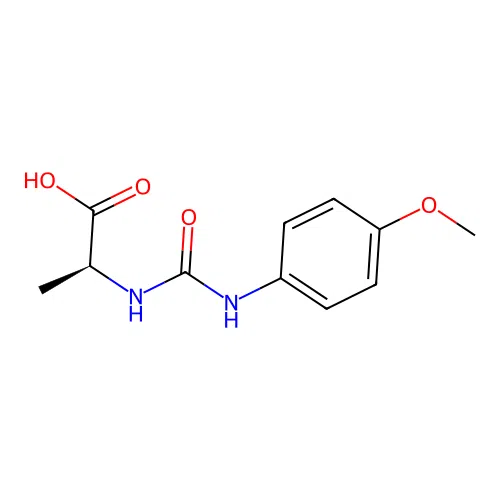 N-[(4-methoxyphenyl)carbamoyl]-L-alanine structure