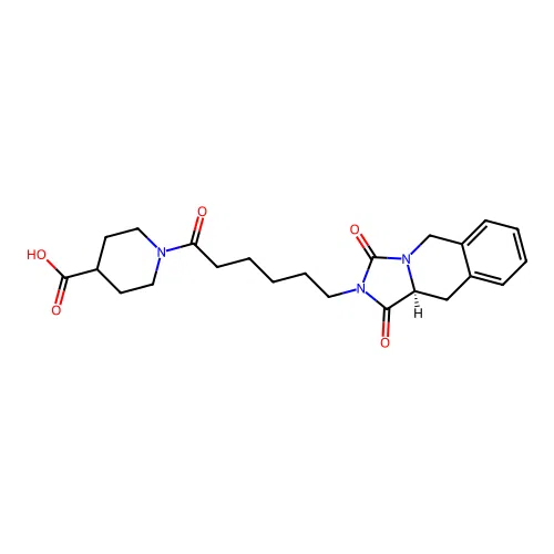 (S)-1-(6-(1,3-dioxo-10,10a-dihydroimidazo[1,5-b]isoquinolin-2(1H,3H,5H)-yl)hexanoyl)piperidine-4-carboxylic acid structure
