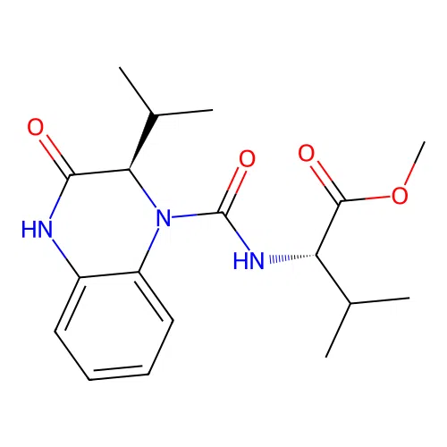 (S)-methyl 2-((R)-2-isopropyl-3-oxo-1,2,3,4-tetrahydroquinoxaline-1-carboxamido)-3-methylbutanoate structure